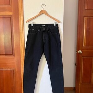 KARVE Anti Black Jeans W29 Slim Fit Stretch Denim Button Fly Men’s Black